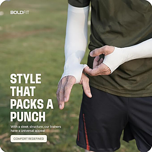 Boldfit UV Protection Hand Sleeves - With Thumb, Nylon Black, 1 Pair  