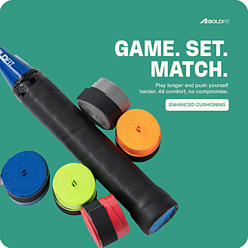 Boldfit AeroGrip Tennis Racket Anti Slip Tape - Multicolour, 5 pcs  