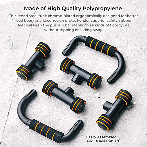 Boldfit Push Up Bar - Orange & Black, 1 Pair Gym Equipment for Training, Exercise Push up Stand