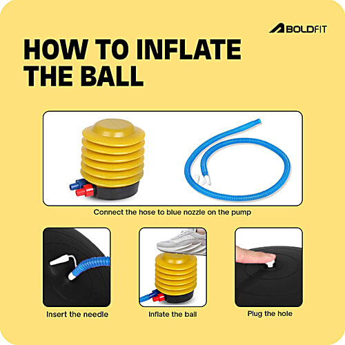 Boldfit Gym Ball - With Foot Pump, 55 cm, Grey, 1 pc  Anti Burst Exercise Ball, for Workout Yoga Ball for Women and Men Swiss Ball for Balance Stability Training, Birthing Ball for Pregnancy, Fitness