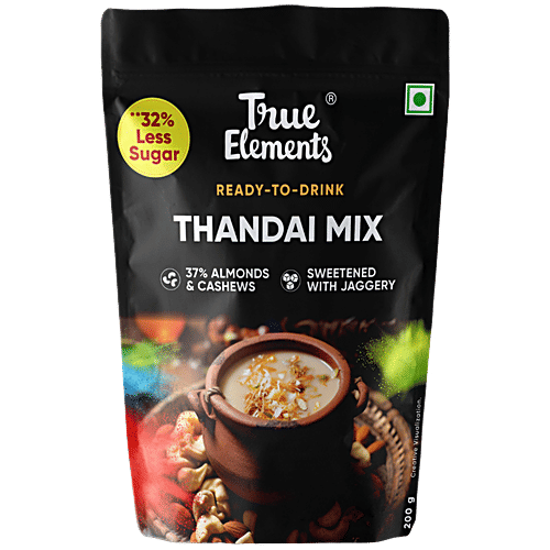 True Elements Thandai Mix - Ready To Drink, 200 g  Sweetened with Jaggery, 37% Almonds & Cashews, 32% Less Sugar