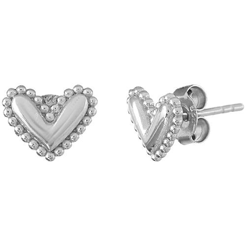 Voylla Little Heart Sterling Silver Stud Earrings, 1 Pair