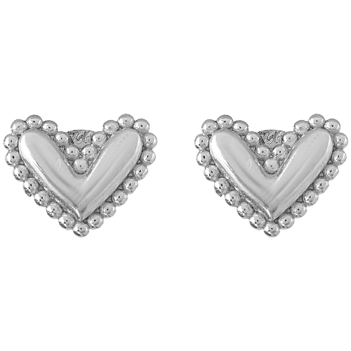 Voylla Little Heart Sterling Silver Stud Earrings, 1 Pair