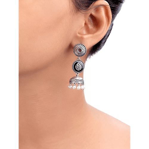 Voylla Rangabati Faux Pearls Layered Earrings, 1 Pair