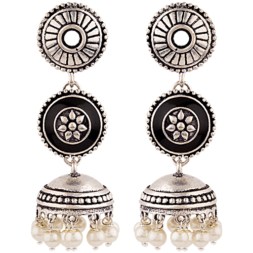Voylla Rangabati Faux Pearls Layered Earrings, 1 Pair