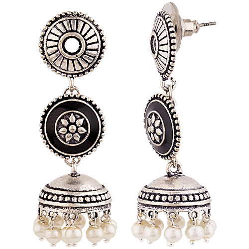 Voylla Rangabati Faux Pearls Layered Earrings, 1 Pair