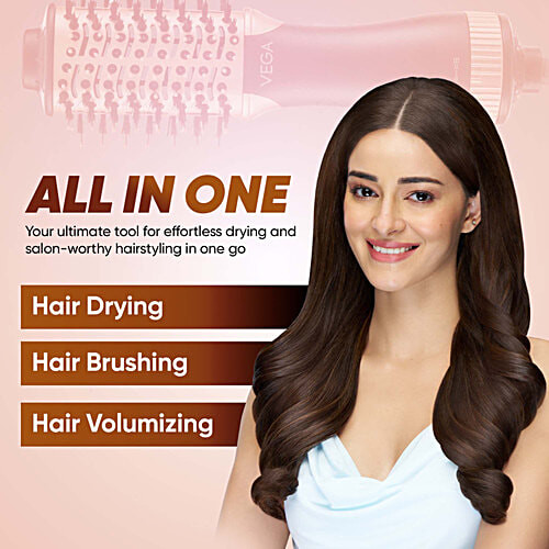 Vega LitStyle L3 Volumizer Hair Dryer Brush VHSD-03 - For Women, Black & Gold, 1 pc 3 Heat/2 Speed Settings, Ceramic Coated Styling Surface, Tangle-Free Bristles