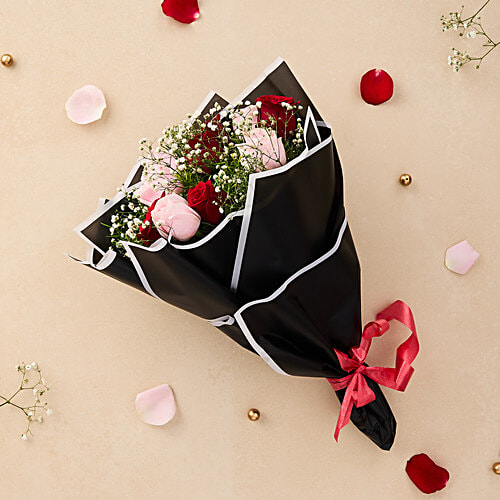 The Floral Portrait 10 Stem Red & Pink Rose Bouquet, 1 pc  5 Stems Red Rose, 5 Stems Pink Rose