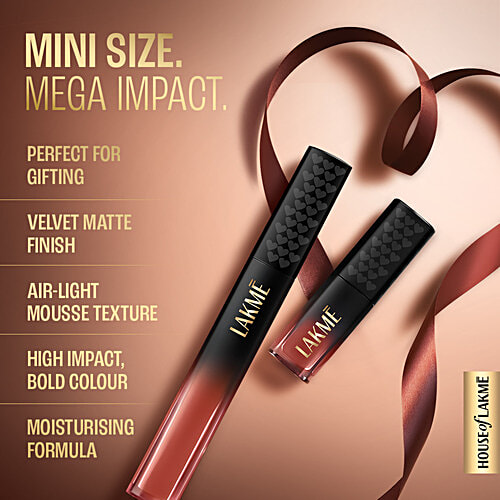 Lakme Xtraordin-Airy Lip Mousse Mini, 1.8 g Blush Nude Moisturising Formula, Infused with Cocoa Butter