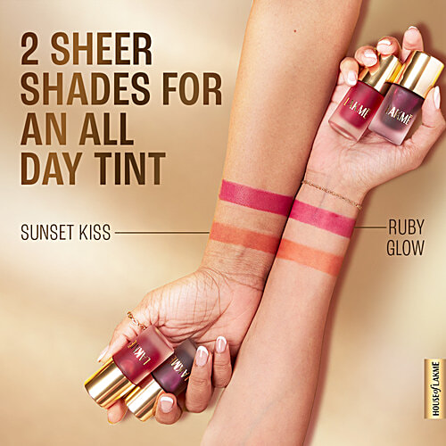 Lakme 9 To 5 Double Duty Lip & Cheek Water Stain, 9 ml Sunset Kiss Easy to Apply & Blend, Transfer-Proof Tint, Long Lasting