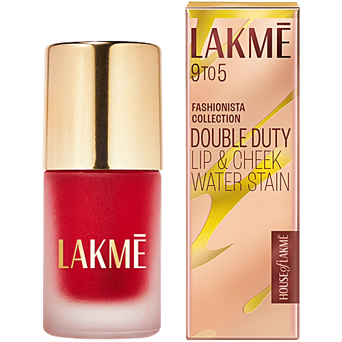 Lakme 9 To 5 Double Duty Lip & Cheek Water Stain, 9 ml Sunset Kiss Easy to Apply & Blend, Transfer-Proof Tint, Long Lasting