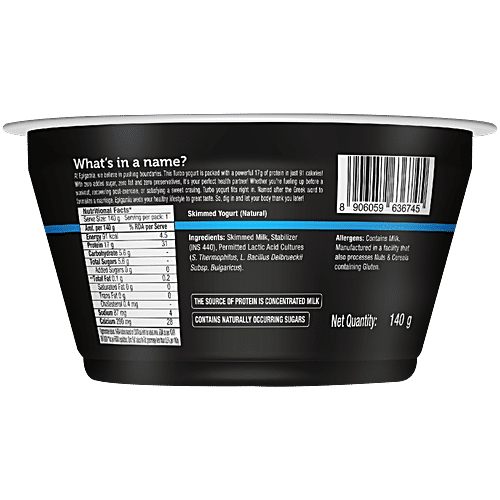 Epigamia  Turbo 17g Protein Natural Greek Yogurt, 140 g  