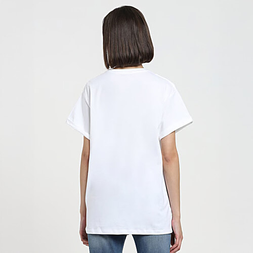Bewakoof White Printed Crew T-Shirt, 1 pc (Size - L)
