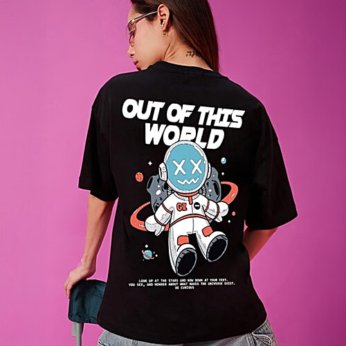 Bewakoof Black Graphic Oversized T-Shirt, 1 pc (Size - XL) 