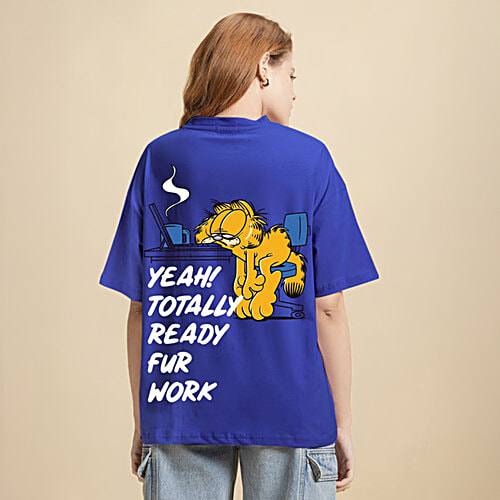 Bewakoof Blue Printed Oversized T-Shirt, 1 pc (Size - XL) 