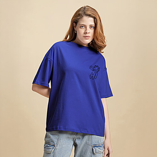 Bewakoof Blue Printed Oversized T-Shirt, 1 pc (Size - XL) 