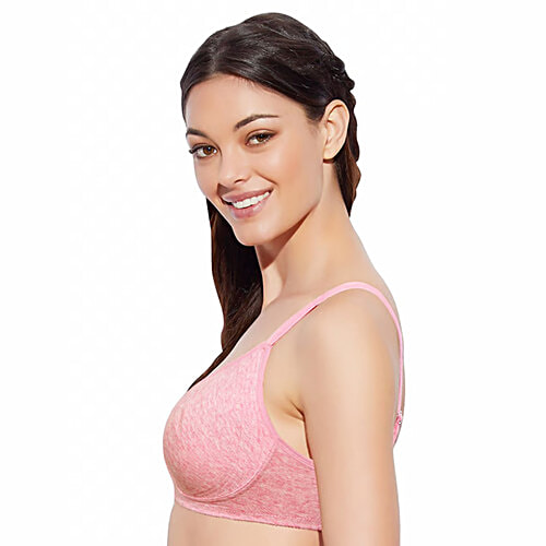 Enamor A042 Side Support Shaper Classic Bra - Supima Cotton Nonpadded Wirefree High Coverage, Pink, 1 pc (Size - 38B)
