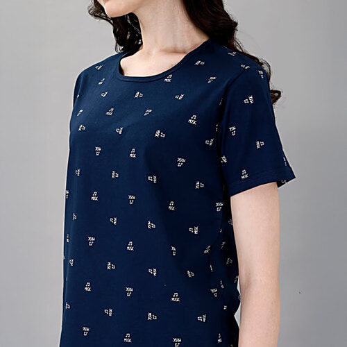 Smarty Pants Navy Printed T-Shirt With Pyjamas, 1 Set (Size - XL)