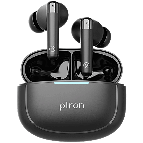 pTron Bassbuds Duo Pro TWS Earbuds, AI-ENC Calls, 38 H Playtime, BT 5.3, 50 ms Movie/Music Modes, Jet Black, 1 pc