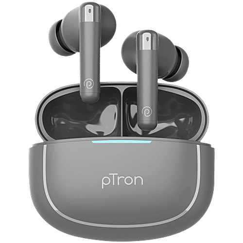 pTron Bassbuds Duo Pro TWS Earbuds, AI-ENC Calls, 38H Playtime, BT 5.3, 50 ms Movie/Music Modes, Cool Grey, 1 pc  