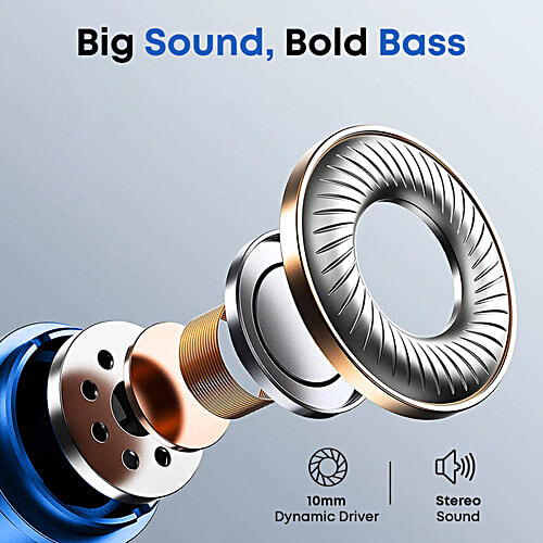 pTron Pride Lite In-Ear Wired Earphones With In-line Mic, 10 mm Drivers, 3.5 mm Aux Port & 1.2m Cable, Blue, 1 pc  