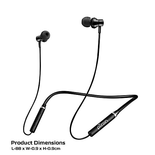 pTron Tangent Beats Wireless Neckband, Ultra-Lightweight, 10 mm Drivers, 6 H Music Time, BT 5.0, Black, 1 pc  