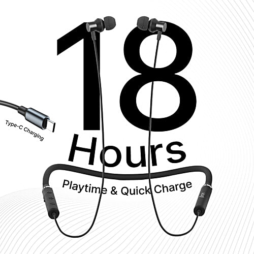 pTron Tangent Beats Wireless Neckband, Ultra-Lightweight, 10 mm Drivers, 6 H Music Time, BT 5.0, Black, 1 pc  
