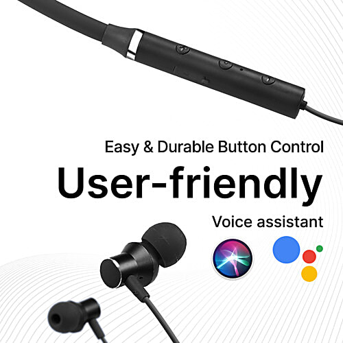 pTron Tangent Beats Wireless Neckband, Ultra-Lightweight, 10 mm Drivers, 6 H Music Time, BT 5.0, Black, 1 pc  