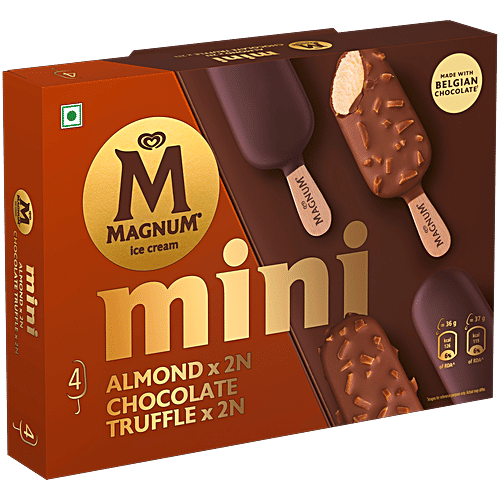 Kwality Wall's Magnum Mini Almond + Chocolate Truffle Ice Cream, 45 ml (4 pcs) 