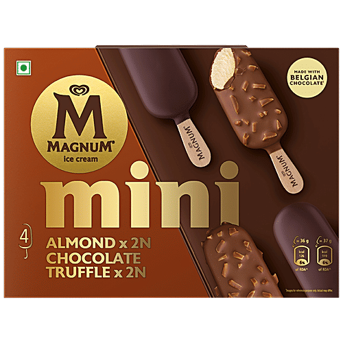 Kwality Wall's Magnum Mini Almond + Chocolate Truffle Ice Cream, 45 ml (4 pcs) 