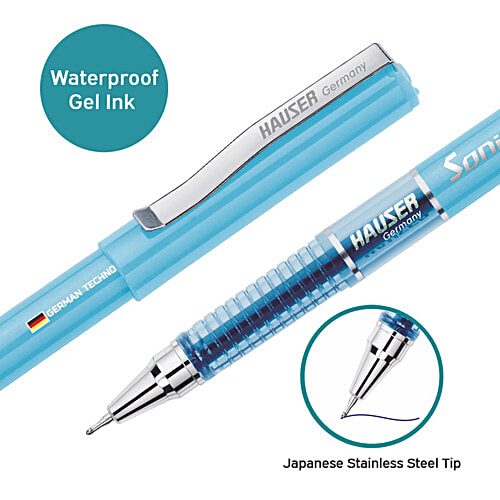 Hauser Sonic Gel Pen - Blue & Black Ink, 5 pcs (3 Blue + 2 Black) 