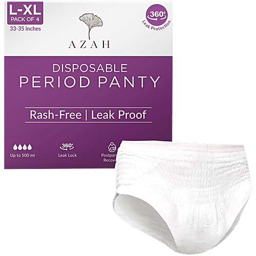 Azah Disposable Period Panty - L-XL, 4 pcs  Leak Proof, Rash Free, Overnight Protection, Postpartum Recovery
