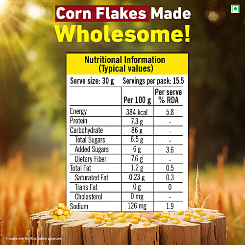 Tata Soulfull Original Crunchy Corn Flakes+ With Millet Shakti, 475 g  Baked Not Fried, High Fibre, Cholesterol Free, Source of Protein