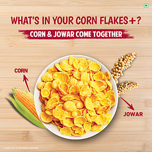 Tata Soulfull Original Crunchy Corn Flakes+ With Millet Shakti, 475 g  Baked Not Fried, High Fibre, Cholesterol Free, Source of Protein
