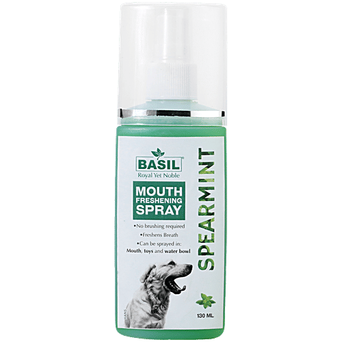 Basil Spearmint Mouth Freshening Spray - For Dogs, 130 ml  