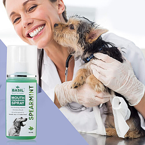 Basil Spearmint Mouth Freshening Spray - For Dogs, 130 ml  