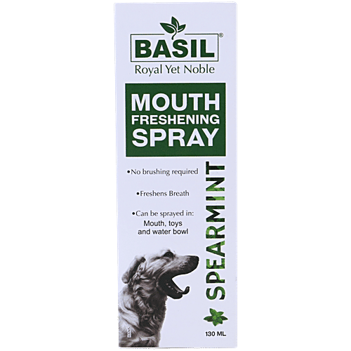 Basil Spearmint Mouth Freshening Spray - For Dogs, 130 ml  