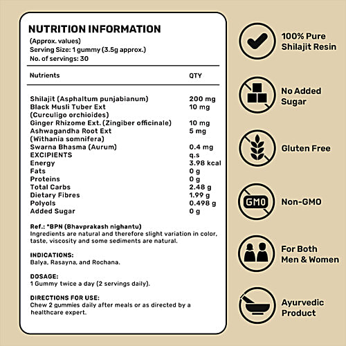 Whats Up Wellness X Shilajit Imli Flavour Gold Dust Gummies, 30 pcs Power & Strength, Immunity & Stamina