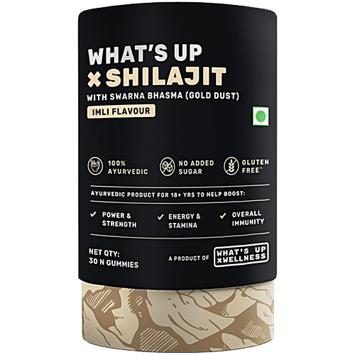 Whats Up Wellness X Shilajit Imli Flavour Gold Dust Gummies, 30 pcs Power & Strength, Immunity & Stamina