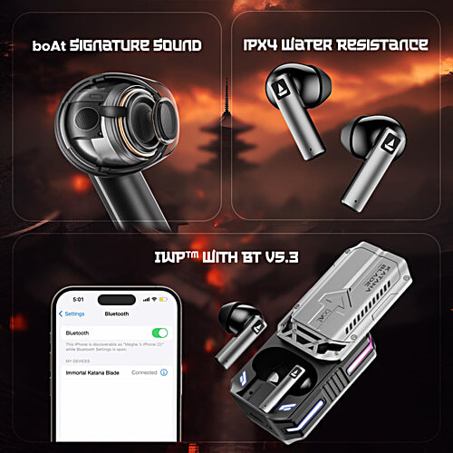 boAt Immortal Katana Blade 2.0 TWS Earbuds - Gunmetal Black, 1 pc