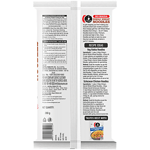 Ching's Secret Whole Wheat Noodles, 280 g  High Fibre, No MSG & Palm Oil, No Maida