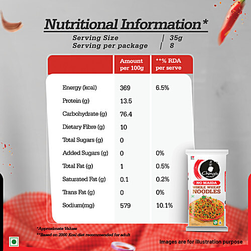Ching's Secret Whole Wheat Noodles, 280 g  High Fibre, No MSG & Palm Oil, No Maida