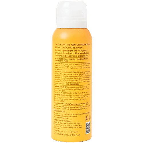 Asaya SPF 65+ PA+++ Sheerscreen Mist Spray - With Aloe Vera Extract, 100 ml  UVA + UVB Protection, Sweat & Water Resistant