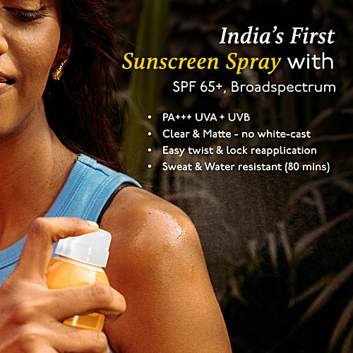 Asaya SPF 65+ PA+++ Sheerscreen Mist Spray - With Aloe Vera Extract, 100 ml  UVA + UVB Protection, Sweat & Water Resistant
