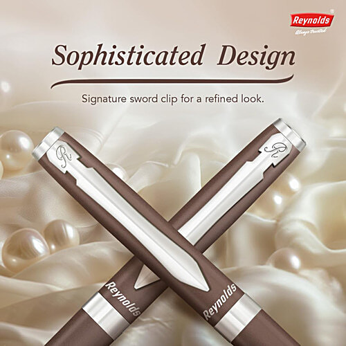 Reynolds Iconic Metal Elite Brown Colour 0.7 mm Ball Pen - Blue Ink, 1 pc  Premium Metal Pen With Twist Mechanism,