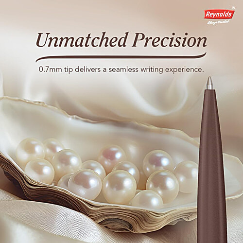 Reynolds Iconic Metal Elite Brown Colour 0.7 mm Ball Pen - Blue Ink, 1 pc  Premium Metal Pen With Twist Mechanism,