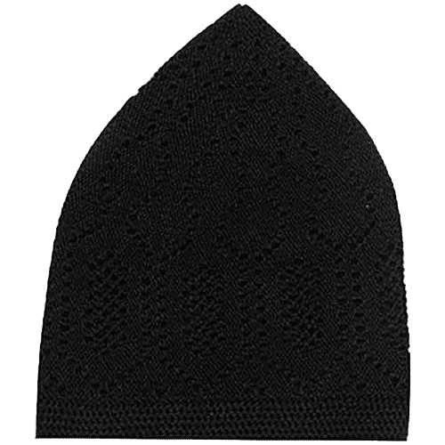 Pearlfiesta Muslim Prayer Cotton Cap - For Men, Black, 1 pc Islamic Prayer Caps for Muslims