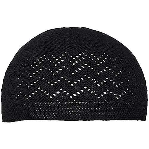 Pearlfiesta Muslim Prayer Cotton Cap - For Men, Black, 1 pc Islamic Prayer Caps for Muslims