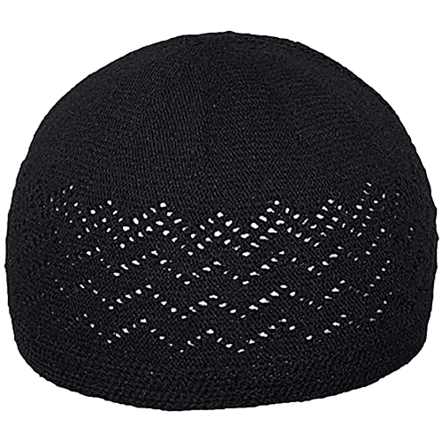 Pearlfiesta Muslim Prayer Cotton Cap - For Men, Black, 1 pc Islamic Prayer Caps for Muslims