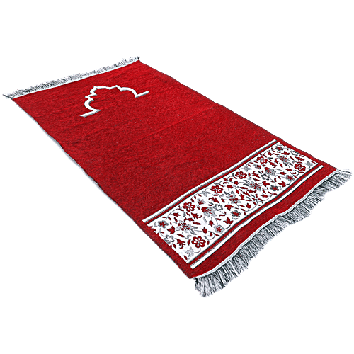 Pearlfiesta Velvet Islamic Jainamaz/Prayer Mat - Maroon, 1 pc  